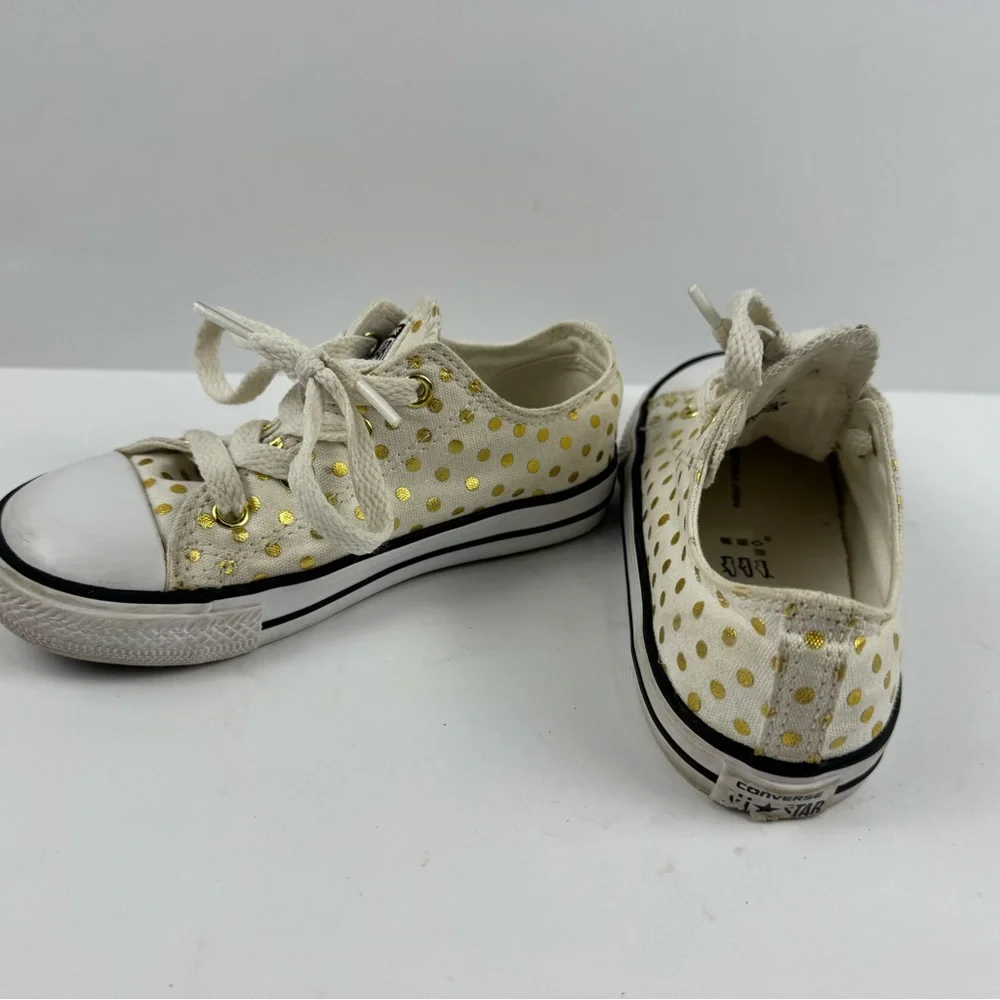 Converse Chuck Taylor Kids White Sneakers with Gold Dots size 9